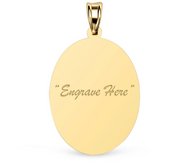 Engravable 14K Yellow Gold Oval Pendant or Charm