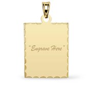 Engravable 14K Yellow Gold Petite Rectangle with Diamond Cut Pendant or Charm