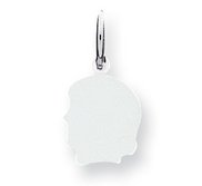 Engravable 14k Solid White Gold Child s Face Pendant or Charm