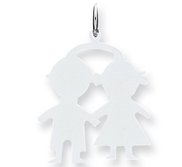 Engravable 14k White Gold Boy   Girl Pendant or Charm