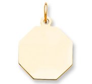 Engravable 14k Yellow Gold Octagon Charm or Pendant