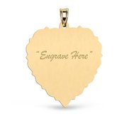 Engravable 14K Yellow Gold Scalloped Heart Pendant or Charm