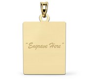 Engravable 14K Yellow Gold Petite Rectangle Pendant or Charm