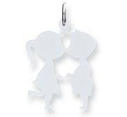 Engravable Sterling Silver Couple Kissing Pendant or Charm