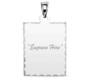 Engravable Sterling Silver Petite Rectangle with Diamond Cut Pendant or Charm