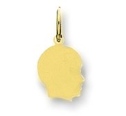 Engravable 14k Solid Yellow Gold Child s Face Pendant or Charm