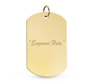 Engravable 14K Yellow Gold Dog Tag Pendant or Charm