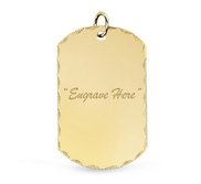 Engravable 14K Yellow Gold Dog Tag with Diamond Cut Pendant or Charm