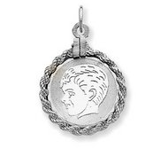 Engravable Sterling Silver Rope Frame Boy Pendant or Charm