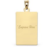 Engravable 14K Yellow Gold Rectangle Pendant or Charm