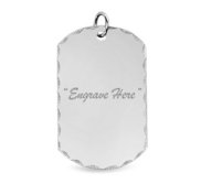 Engravable 14K White Gold Dog Tag with Diamond Cut Pendant or Charm