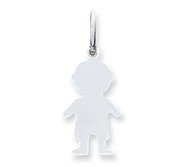 Engravable 14k White Gold Boy Pendant or Charm