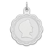 Engravable Sterling Silver Rope Frame Boy Pendant or Charm