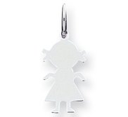 Engravable 14k White Gold Girl Pendant or Charm