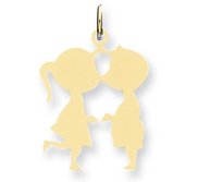 Engravable 14k Yellow Gold Kissing Couple Pendant or Charm