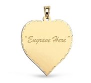 Engravable 14K Yellow Gold Heart with Diamond Cut Pendant or Charm