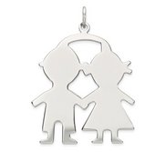 Engravable 14k White Gold Boy   Girl Pendant or Charm