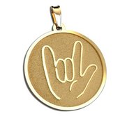  I Love You  Hand Symbol Round Charm or Pendant