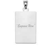 Engravable 14K White Gold Rectangle Pendant or Charm