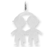 Engravable Sterling Silver Two Boys Pendant or Charm