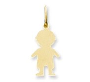 Engravable 14k Yellow Gold Boy Pendant or Charm