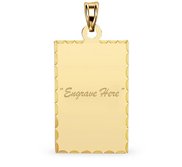 Engravable 14K Yellow Gold Rectangle with Diamond Cut Pendant or Charm