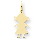 Engravable 14k Yellow Gold Girl Pendant or Charm