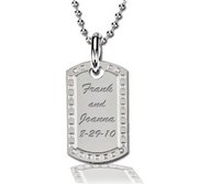 Engravable Stainless Steel Diamond Dog Tag with 30 inch Bead Chain