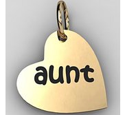 Aunt  Sideways Heart Shaped Charm