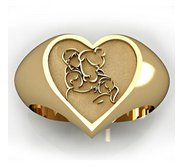 Mother with Son and Two Daughters Heart Shaped  Mother s Ring 