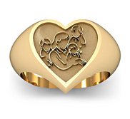 Mother with Three Sons Heart Shaped  Mother s Ring 