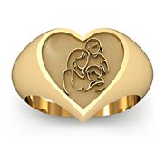 Mother with Two Daughters Heart Shaped  Mother s Ring 