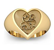 Mother with Two Sons Heart Shaped  Mother s Ring 