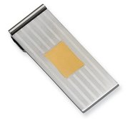 Engravable Stainless Steel Money Clip with Gold Plating