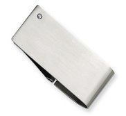 Engravable Stainless Steel Money Clip w  Diamond