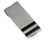 Engravable Stainless Steel Money Clip with Carbon Fiber