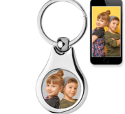 Stainless Steel Engravable Round Photo Laser Keychain