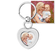 Stainless Steel Engravable Heart Photo Laser Keychain