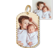 Petite Dog Tag Photo Charm for Bracelet