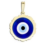 Evil Eye Color Scalloped Round Pendant