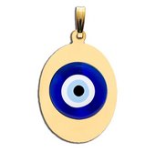 Evil Eye Engraved Oval Color Pendant