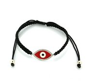 Sterling Silver Evil Eye Adjustable Rope Bracelet