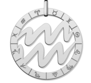 Cutout Round Aquarius Symbol Charm or Pendant