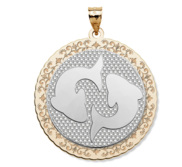 Pisces Symbol Two Tone Round Pendant