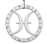 Cutout Round Pisces Symbol Charm or Pendant