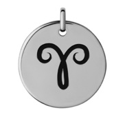 Aries Black Enameled Round Disc Charm