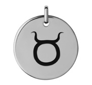 Taurus Black Enameled Round Disc Charm