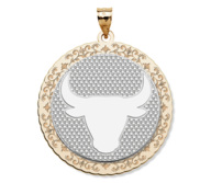 Taurus Symbol Two Tone Round Pendant