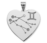 Gemini Symbol Heart Charm or Pendant