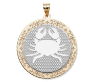 Cancer Symbol Two Tone Round Pendant